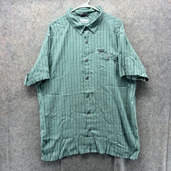 Columbia Shirt Mens XL Green Regular Fit Short Sleeve Button Front Casual Top - Picture 1 of 10